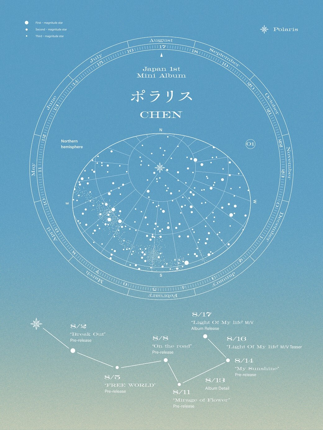 CHEN Japan 1st Mini Album『ポラリス』スケジュールポスター公開！