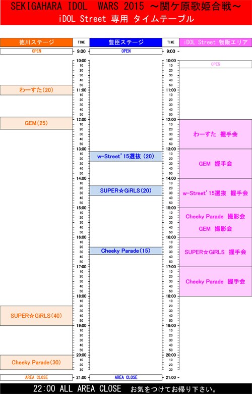 情報更新 Sekigahara Idol Wars 15 関ケ原唄姫合戦 にw Street 15選抜 物販 特典会情報 エイベックス ポータル Avex Portal