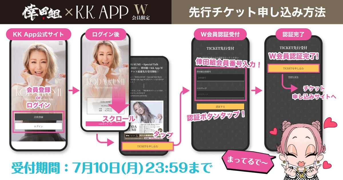 KODA KUMI ～Special Talk Show 2023～」倖田組×KK App W会員チケット