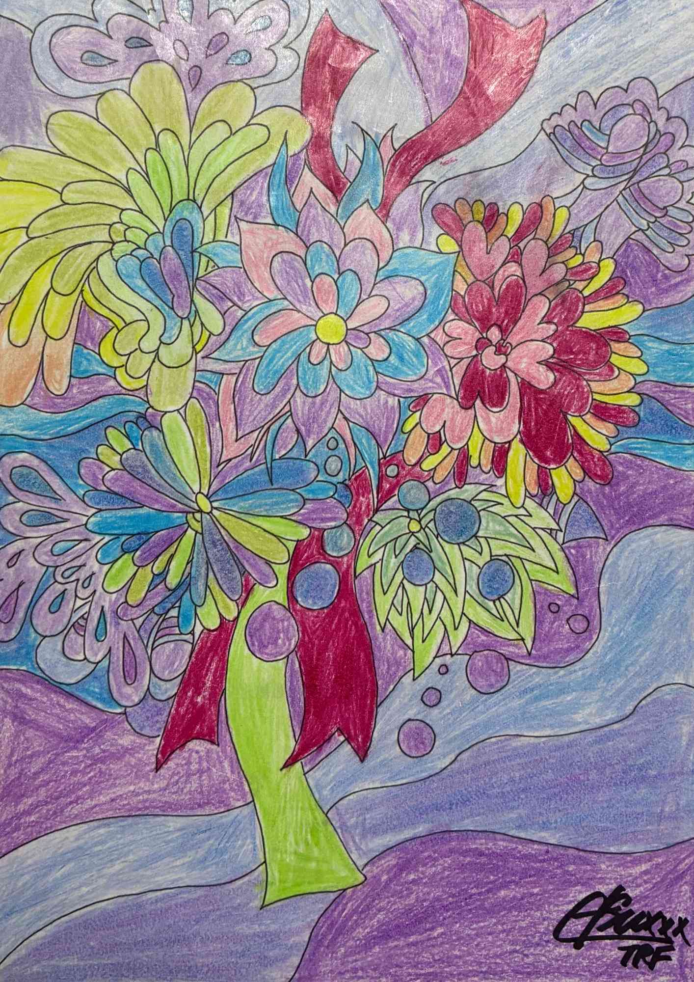 波に揺られる花